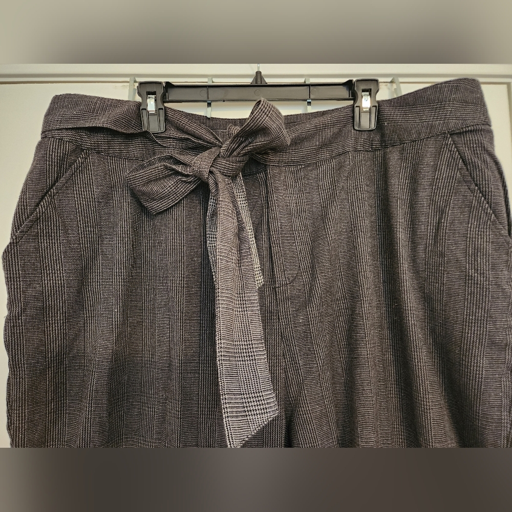 Soncy Women's Brown Plaid Pants Short Girl Friendly Ombre Design 18/20 Neutrals